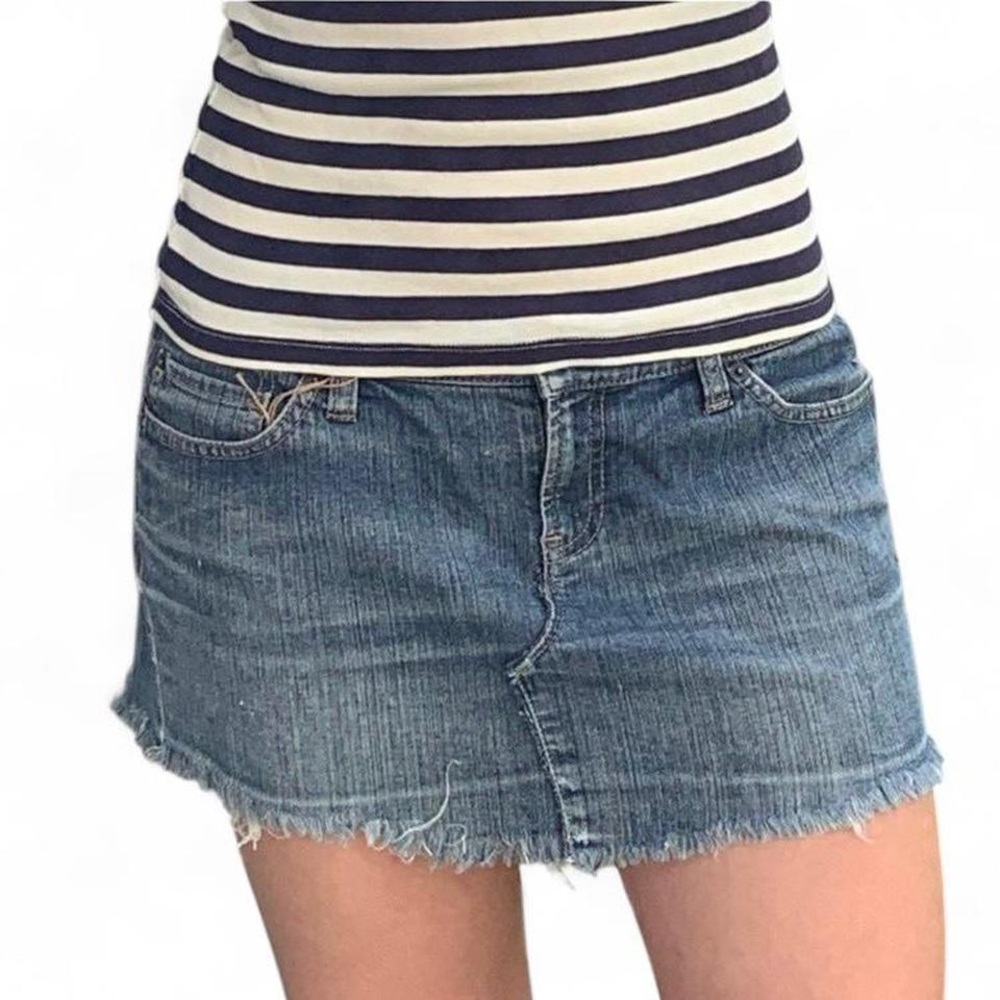 Loft Mini Denim Skirt with Frayed Hem